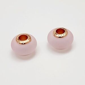 Pandora Matte Pink Murano Glass 2 Charms